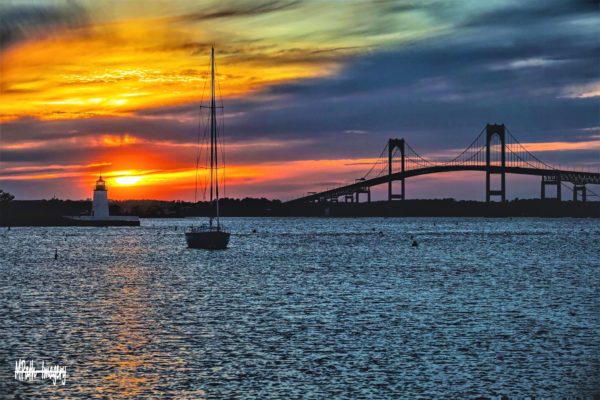 Goat Island Lighthouse Sunset Newport Rhode Island